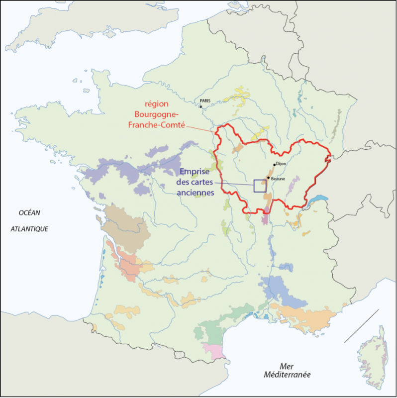 Figure 2. Zone représentée par les cartes des environs de « l’estang de Longpendu »