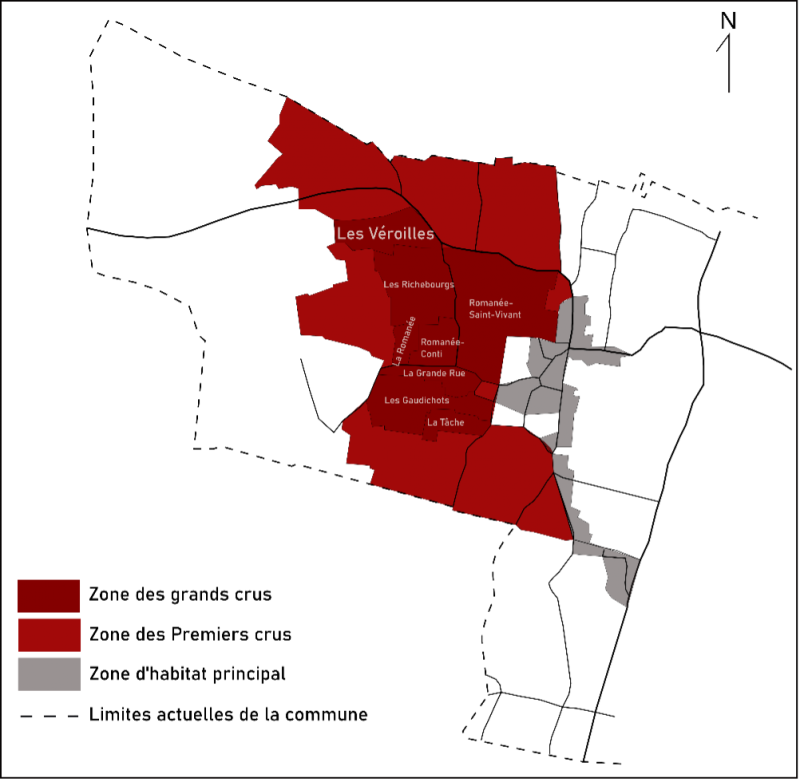 Figure 1 : Carte des AOC de la commune de Vosne-Romanée