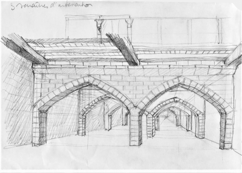 Fig. 8 : Paris, hôtel de Clisson : cave de la fin du xive siècle sous le grand logis.