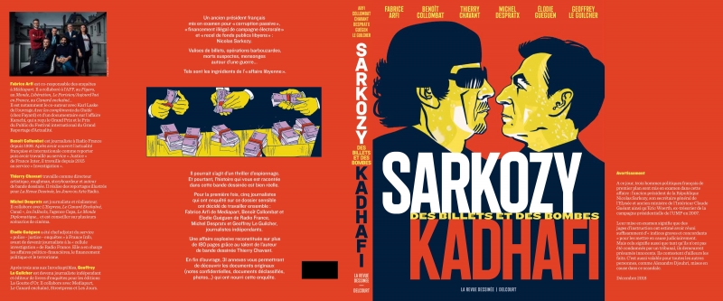 Figure 5b. Maquette de couverture à plat de l’album Sarkozy-Kadhafi, des billets et des bombes.