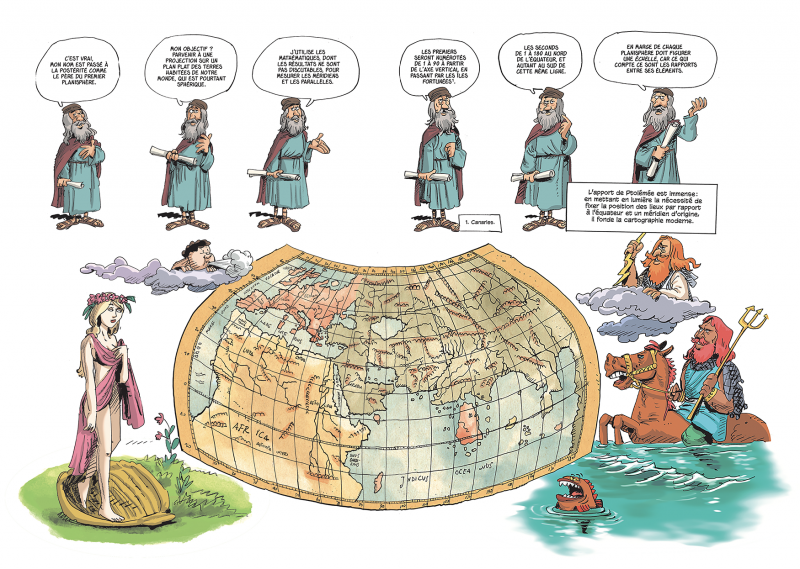 Figure 5. L’Incroyable Histoire de la Géographie, Benoit Simmat, Philippe Bercovici et Jean-Robert Pitte, p. 46-47.