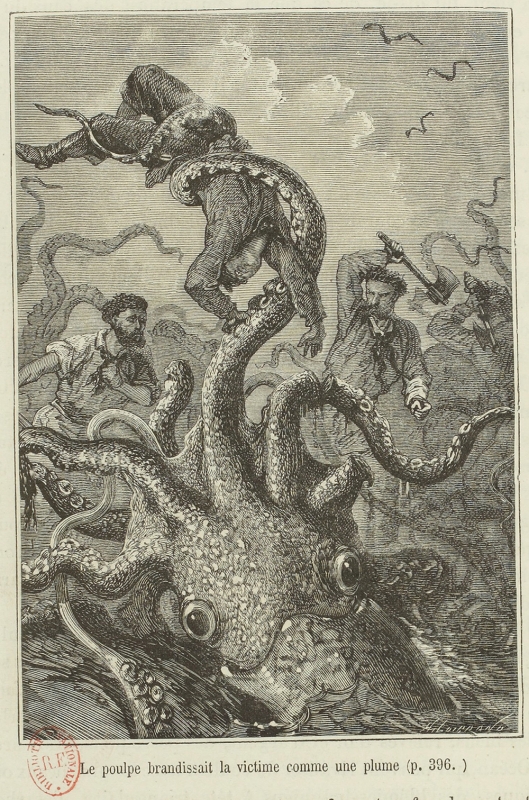 Figure 8. Hildibrand d’après Édouard Riou, dans Jules Verne, Vingt Mille Lieues sous les mers, Paris, Hetzel, 1871, p. 400.