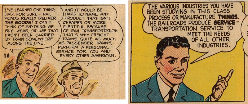 Figure 4. Comparaison de cases de Railroads Deliver the Goods (1952) et de The Wheel of Progress (1957).