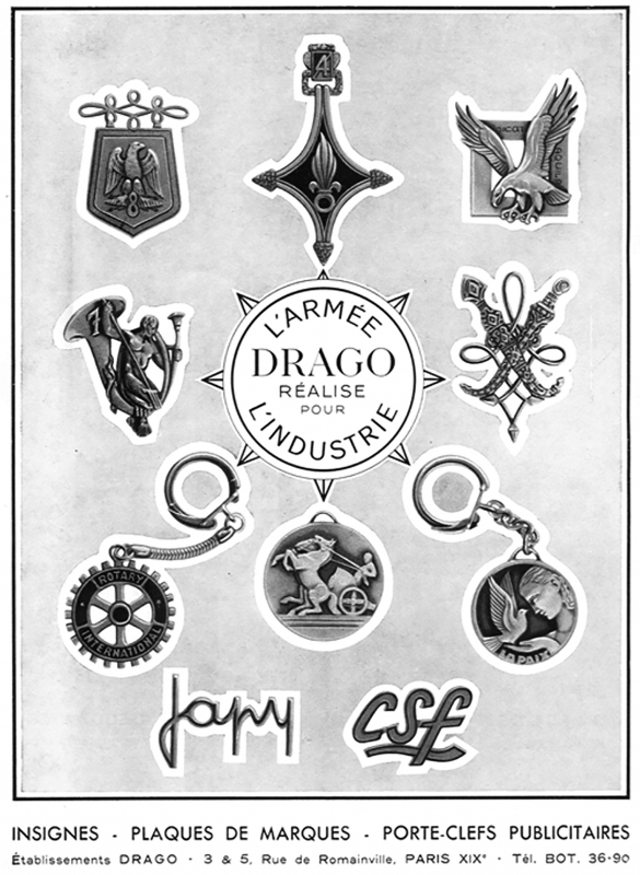 Figure n° 1 : Page de publicité de la maison Drago dans le numéro spécial « Gendarmerie nationale » de la Revue historique de l’Armée (1961).