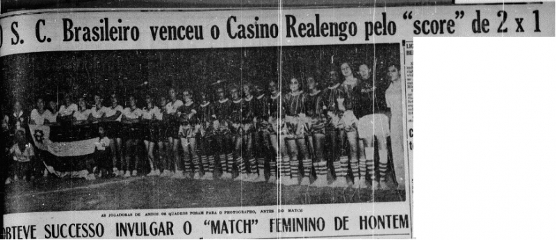 Figure n° 4. Le quotidien Estado de Minas (14 juin 1940) rend compte du succès et du résultat du match de football féminin SC Brasileiro-Casino Realengo (2-1).