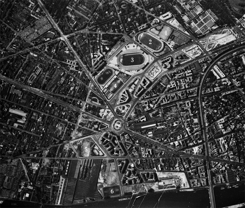 Figure n° 1. Vue aérienne du quartier de la porte de Saint-Cloud dans les années 1930.