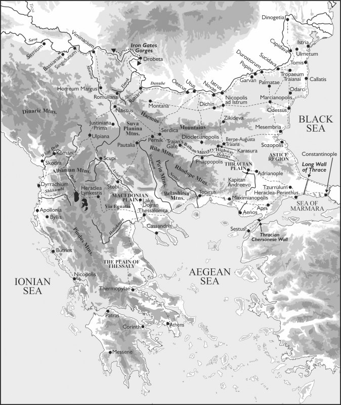 Figure 1: Map of the Balkans in late antiquity.