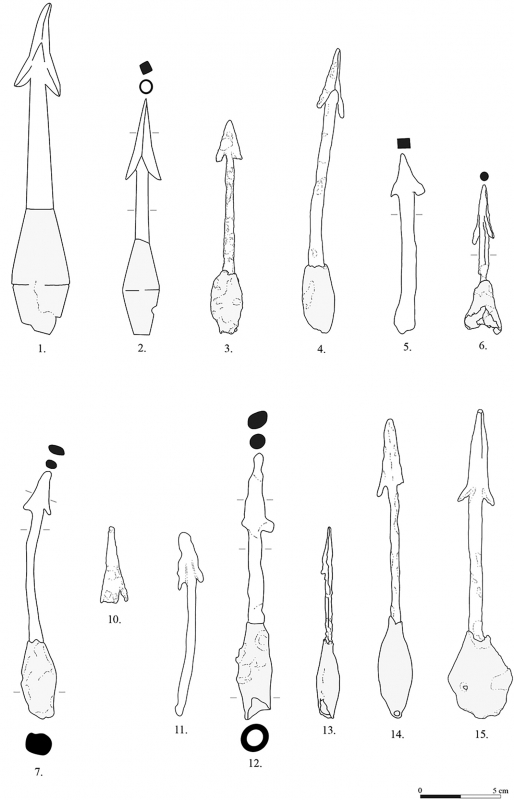 Figure 8 : exemples de plumbatae de type 1A.