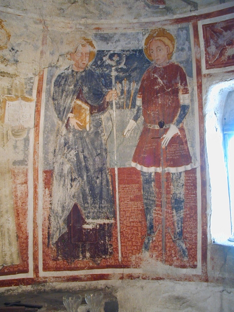 Fig. 7. Saint Fabian and Saint Sebastian. Fresco. Oratorio di San Sebastiano, Arborio. Photo: author.