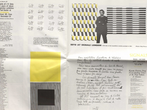 Fig. 7. Detail of front and back covers folded out of Signals 1.10 (November-December, 1965). © David Medalla and Paul Keeler; © Jesús Rafael Soto.