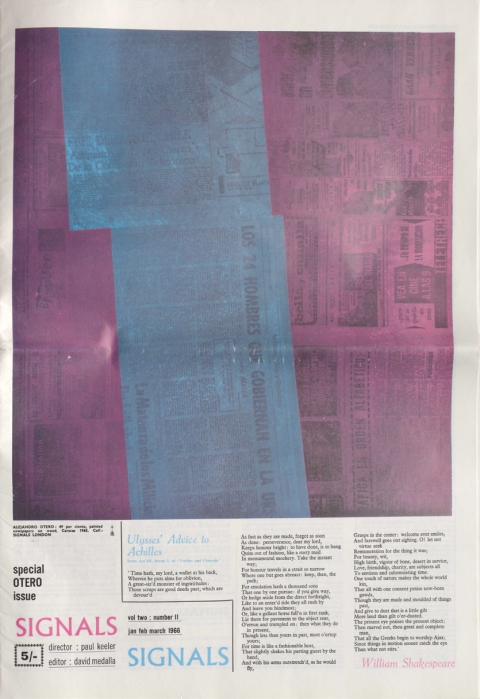 Fig. 8. Front cover of Signals 2.11 (January, February, March, 1966) with Alejandro Otero 49 por ciento, 1965. © David Medalla and Paul Keeler; © Alejandro Otero.