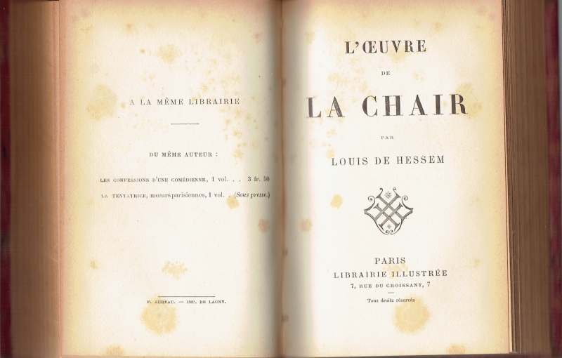 Fig. 1. Page de titre du livre L’Œuvre de la chair, Paris, Librairie Illustrée, 1886.