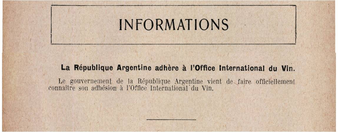 Illustration 5 : l’Argentine rejoint l’OIV en 1929.