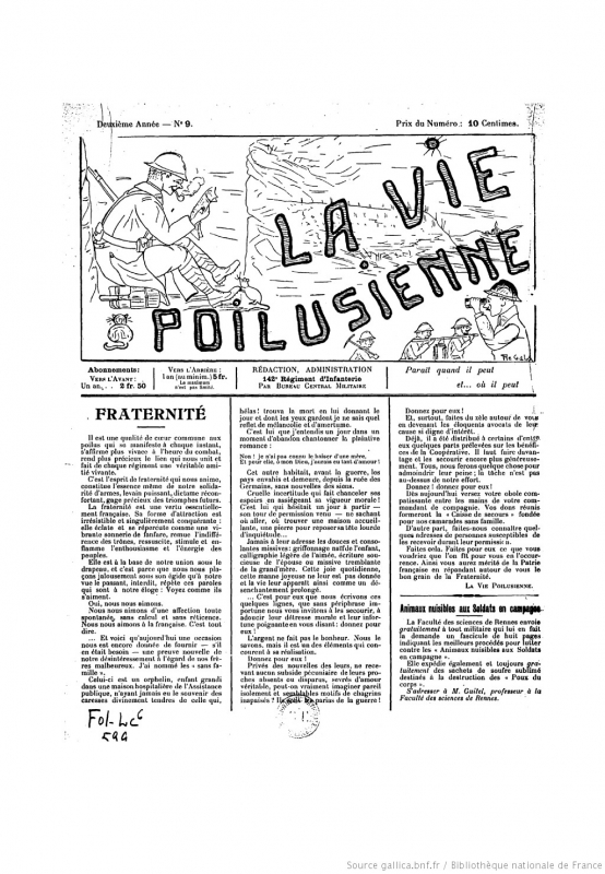 Illustration 2 : La Vie poilusienne, n°
          9.