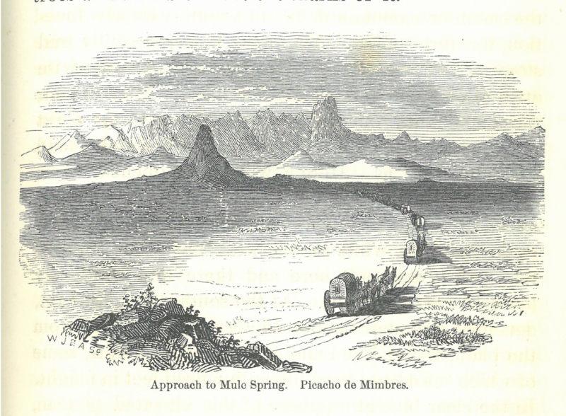 Figure 8. Henry C. Pratt, “Approach to Mule Spring. Picacho de Mimbres,” in John Russell Bartlett, Personal Narrative, vol. 1 (1854).