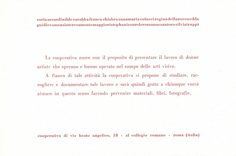 Figure 1. Erklärung der Cooperativa di Via Beato Angelico, 1976, Postkarte.