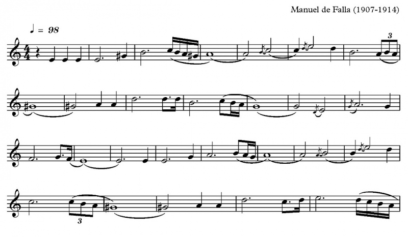 Fig. 11. Transcripción de Nana, de Manuel de Falla (1907-1914)