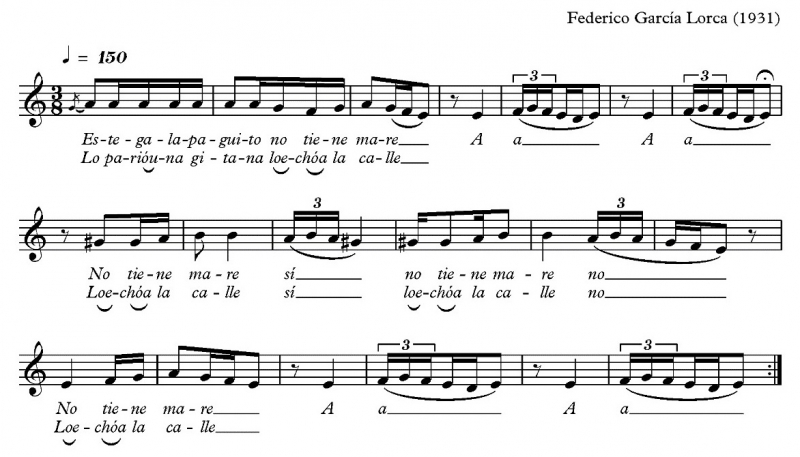 Fig. 12. Transcripción de Nana de Sevilla, de Federico García Lorca (1931)