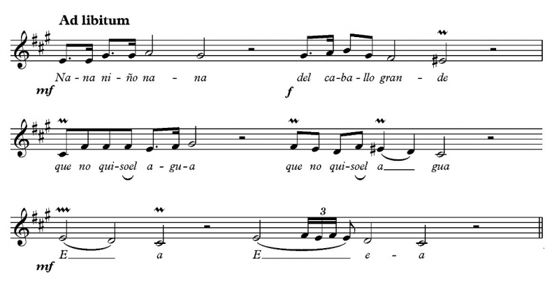 Fig. 21. Transcripción de Nana del caballo grande, de José Monge Cruz, ‘Camarón de la Isla’ (1989)