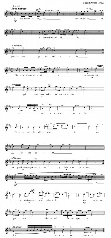 Fig. 23. Transcripción de Nana de los rosales, de Miguel Poveda (2012)