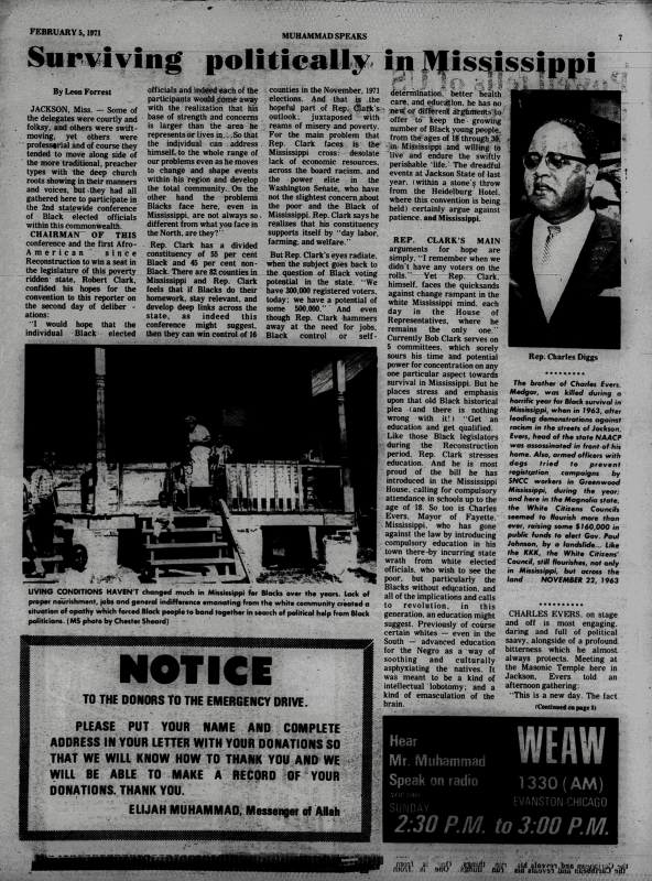 Figure 2. Chester Sheard, “Surviving Politically in
          Mississippi,”Muhammad Speaks, February 5,
          1971, p. 7.