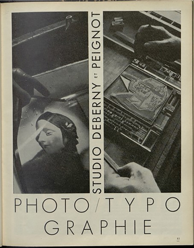 Figure 2 : Encart publicitaire pour le Studio Deberny et Peignot paru dans la revue Vendre, Vol. XII, n° 74, janvier 1930, p. 83.